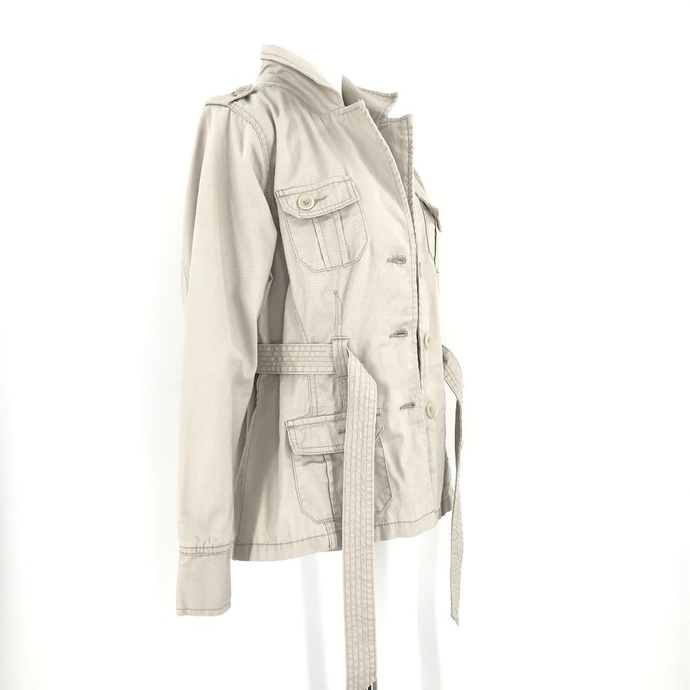 French Cuff Tan Khaki 4-Pocket Belt Utility Jacket - Picture 3 of 11